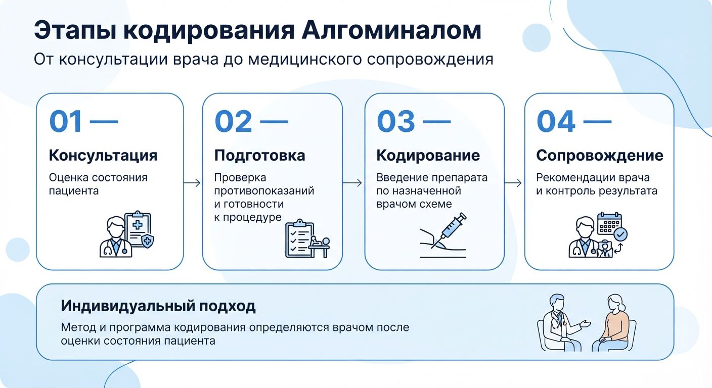 Кодирование препаратом «Алгоминал» в Молодечно инфографика